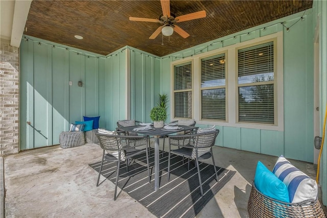 view of patio / terrace with ceiling fan