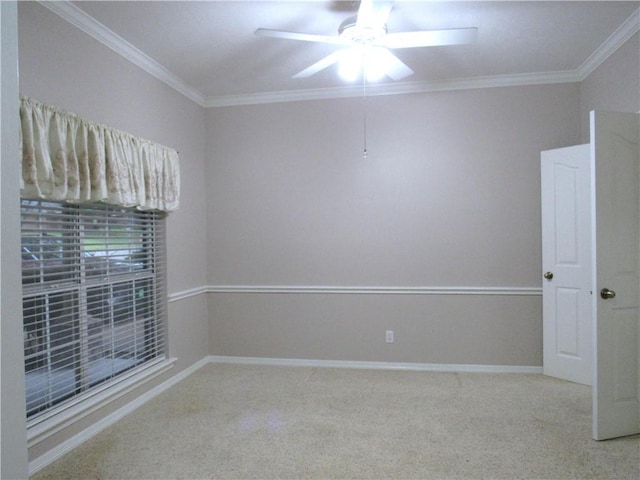 2400 Brookbend Dr, Brenham, TX 77833 - empty room with ceiling fan, ornamental molding, and carpet floors