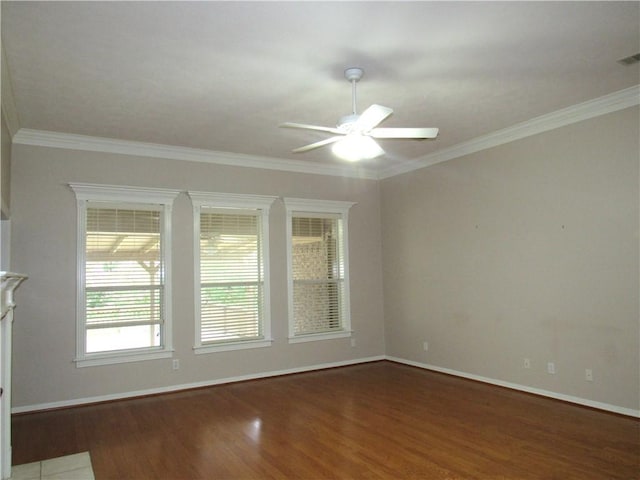 2400 Brookbend Dr, Brenham, TX 77833 - unfurnished living room with ceiling fan, wood finished floors, and crown molding