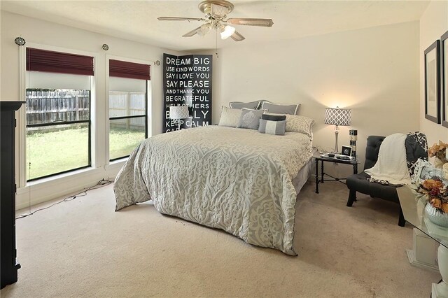 2801 Celinda Cir, College Station, TX 77845 - bedroom with light carpet and a ceiling fan