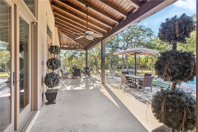 view of patio / terrace featuring ceiling fan