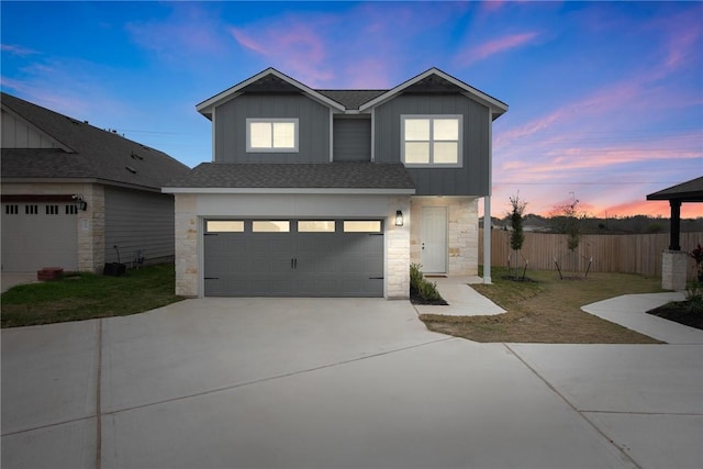 view of front of home with a garage