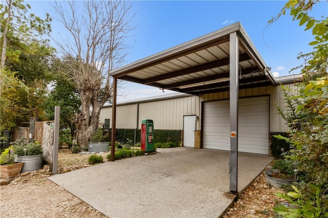 exterior space with a garage