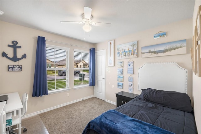 2110 Chief St, Bryan, TX 77807 - bedroom with carpet flooring, baseboards, and ceiling fan