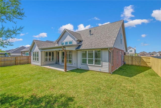 3034 Teller Dr, Bryan, TX 77808 - back of property with a patio, a shingled roof, and brick siding