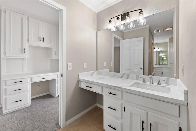 bathroom with vanity and tile patterned flooring