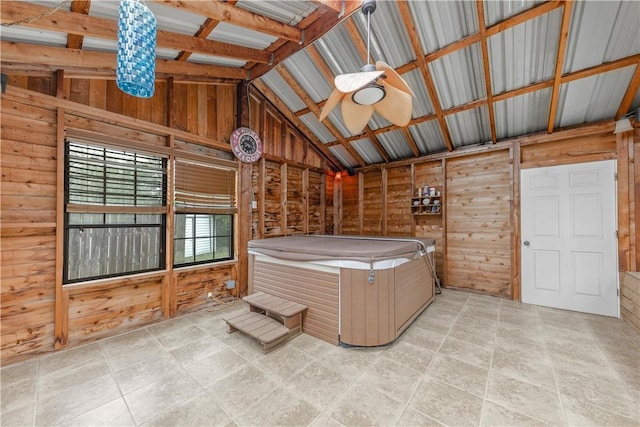 206 22 Hills Rd, Gause, TX 77857 - miscellaneous room with vaulted ceiling and wooden walls