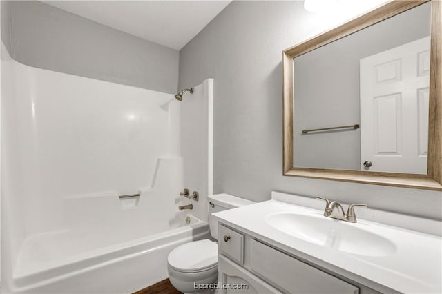 full bathroom with vanity, toilet, and shower / bathing tub combination