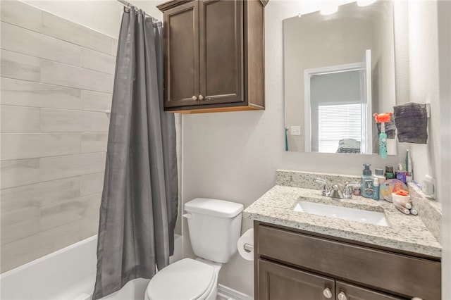 7906 Putter Pl, Navasota, TX 77868 - bathroom featuring shower / tub combo with curtain, toilet, and vanity