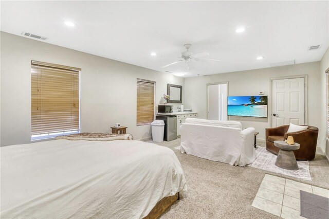 bedroom featuring recessed lighting and visible vents