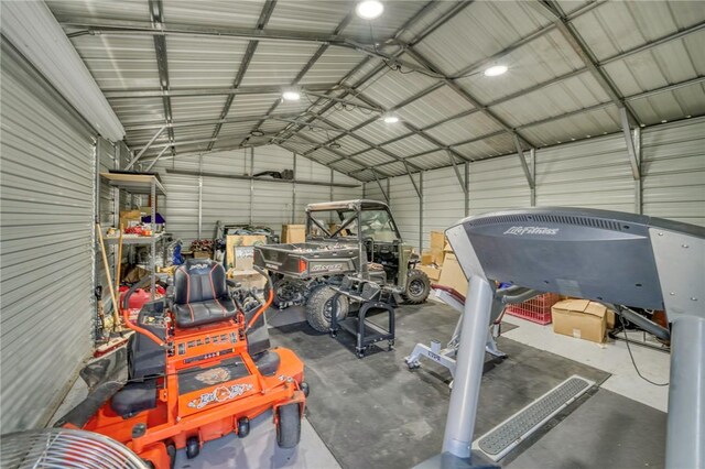 garage featuring metal wall