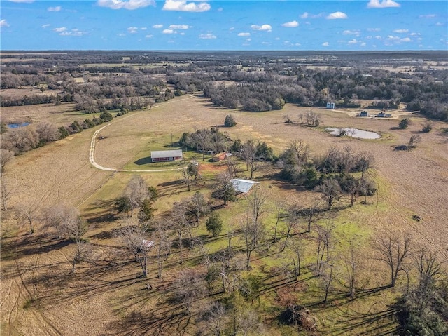 aerial view featuring a rural view