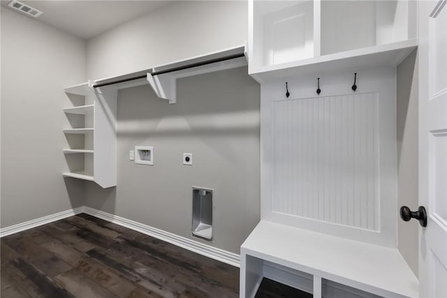 6434 Raleigh Loop, College Station, TX 77845 - laundry room featuring hookup for a washing machine, electric dryer hookup, and dark wood-style floors