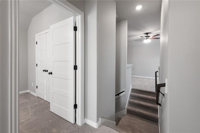 6434 Raleigh Loop, College Station, TX 77845 - hallway featuring carpet flooring and an upstairs landing