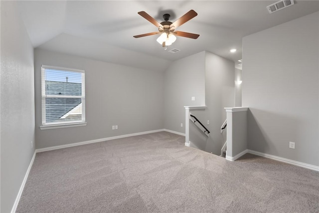 6434 Raleigh Loop, College Station, TX 77845 - empty room with carpet flooring, vaulted ceiling, ceiling fan, and recessed lighting