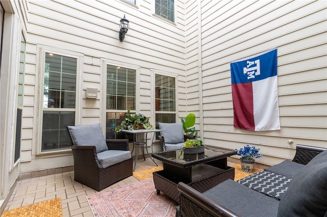 view of patio featuring an outdoor living space