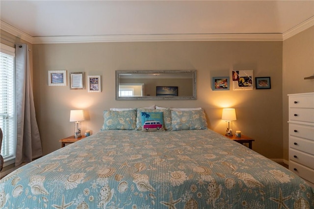 bedroom featuring ornamental molding