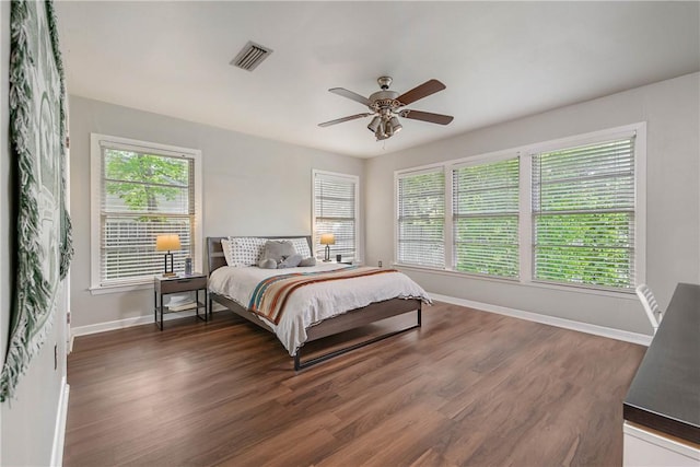 1103 Edgewood Dr, Bryan, TX 77802 - bedroom with multiple windows, wood finished floors, and ceiling fan