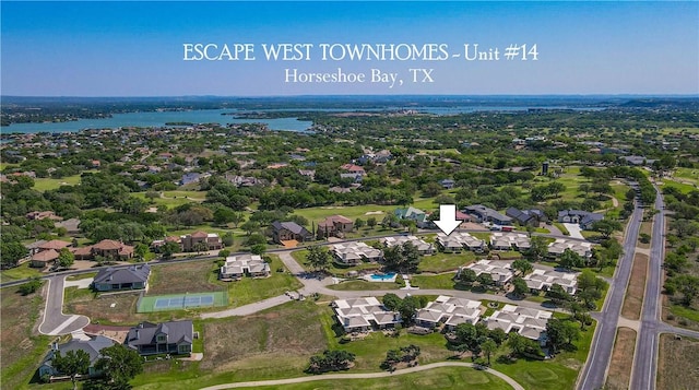 1406 Broken Hls Unit 14, Horseshoe Bay, TX 78657 - aerial view of residential area with a large body of water