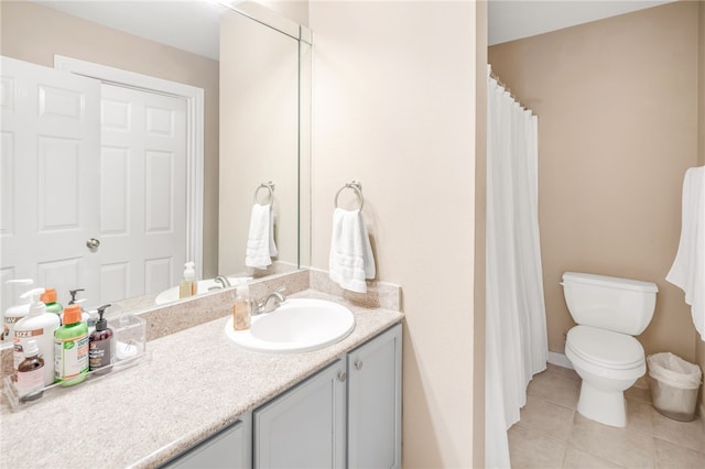 full bath featuring tile patterned flooring, toilet, and vanity