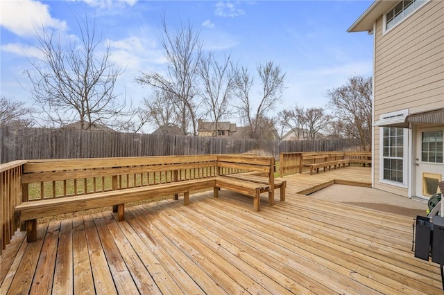 wooden deck featuring fence private yard