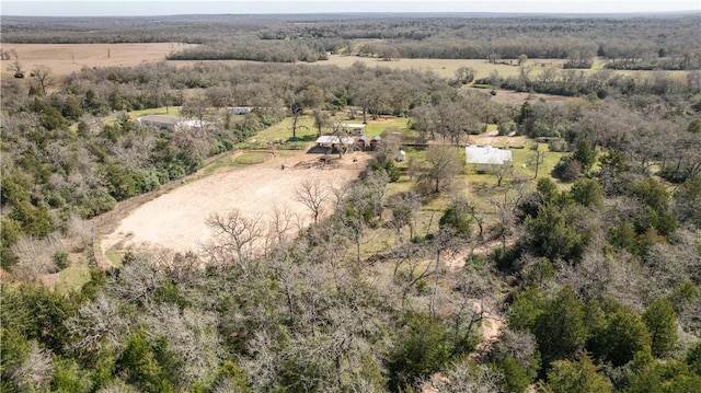 birds eye view of property featuring a rural view