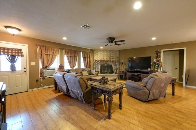 7523 State Highway 21 W, Caldwell, TX 77836 - living area featuring ceiling fan, light wood finished floors, cooling unit, recessed lighting, and baseboards