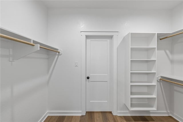 walk in closet featuring wood-type flooring