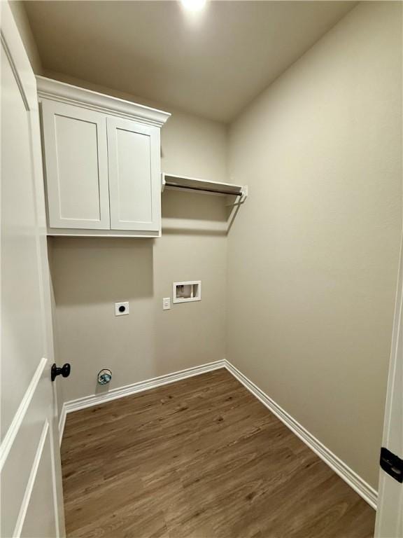 laundry area with washer hookup, dark hardwood / wood-style flooring, and electric dryer hookup