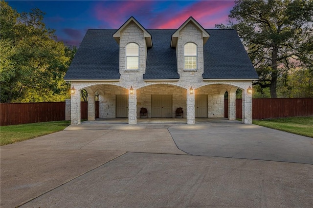 view of french country inspired facade