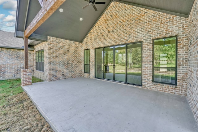 view of patio / terrace featuring ceiling fan