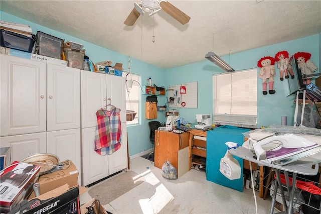 home office featuring ceiling fan