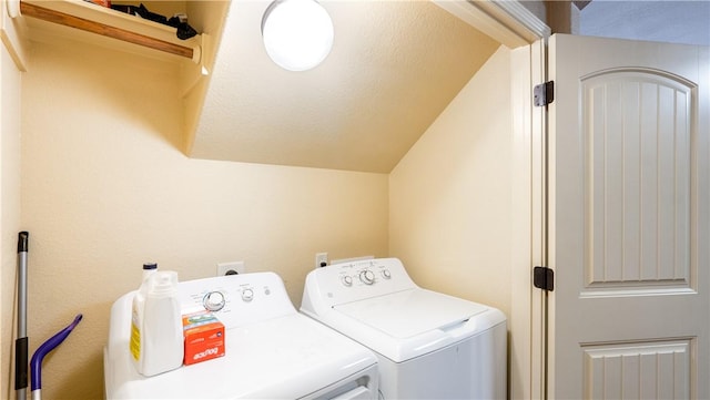 clothes washing area with laundry area and separate washer and dryer