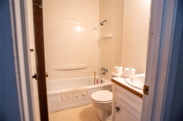 full bathroom featuring vanity, toilet, and bathing tub / shower combination