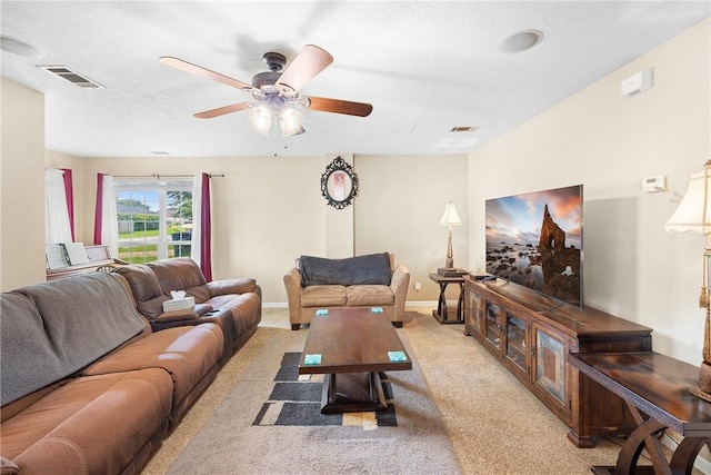 3807 Meadow View Dr, College Station, TX 77845 - living room with ceiling fan and carpet