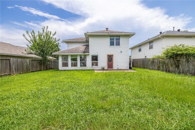 3807 Meadow View Dr, College Station, TX 77845 - rear view of property featuring a fenced backyard, a shingled roof, and a patio