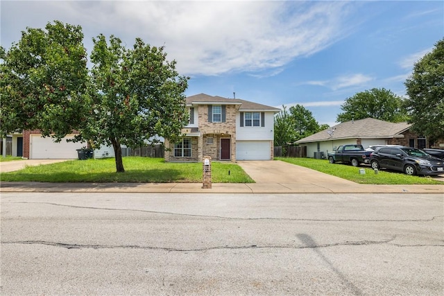 3807 Meadow View Dr, College Station, TX 77845 - view of front of house with driveway, a garage, and brick siding