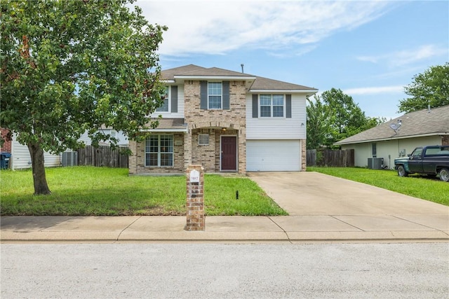 3807 Meadow View Dr, College Station, TX 77845 - traditional-style home with concrete driveway, a garage, and brick siding