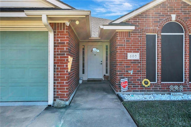 property entrance featuring a garage