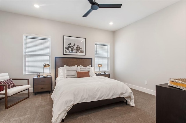 242 Estates Cir, College Station, TX 77840 - carpeted bedroom with baseboards, recessed lighting, and ceiling fan