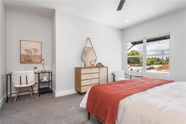 242 Estates Cir, College Station, TX 77840 - carpeted bedroom with baseboards, recessed lighting, and ceiling fan