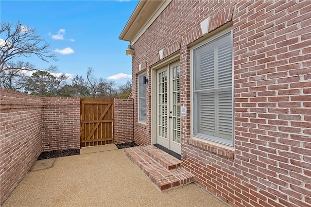 view of patio featuring french doors