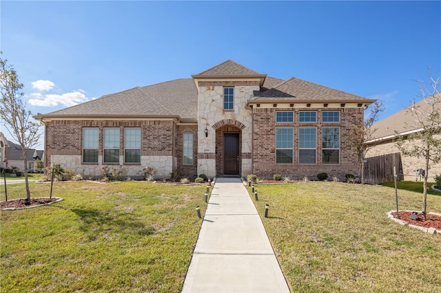 view of front of property with a front lawn