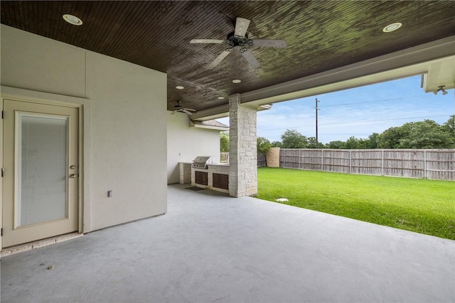 4507 Tonbridge Dr, College Station, TX 77845 - view of patio / terrace featuring an outdoor kitchen and ceiling fan
