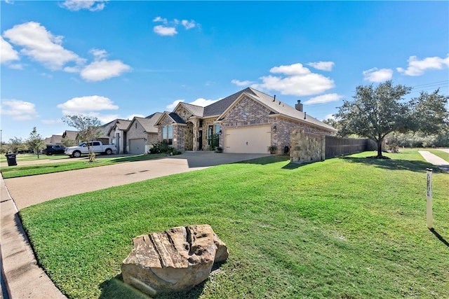 exterior space featuring a yard and a garage