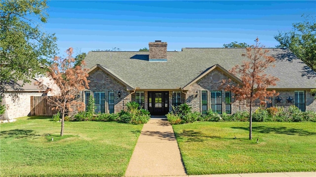 view of front of home featuring a front yard