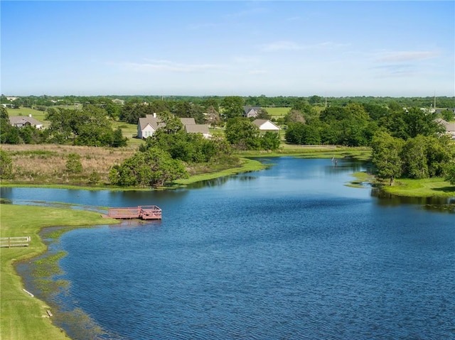 water view with a floating dock