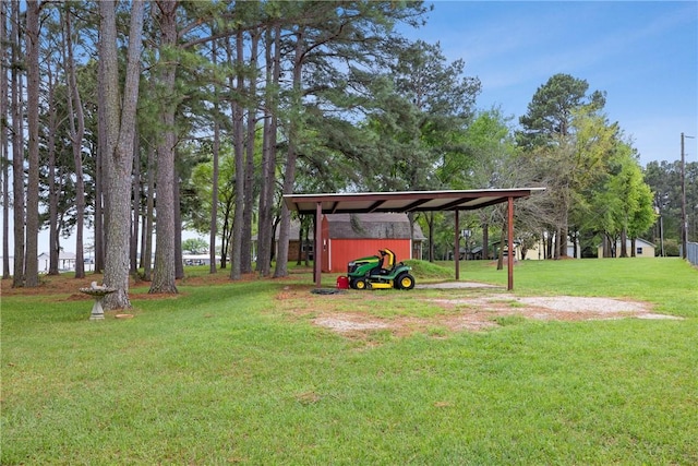 view of yard featuring a carport