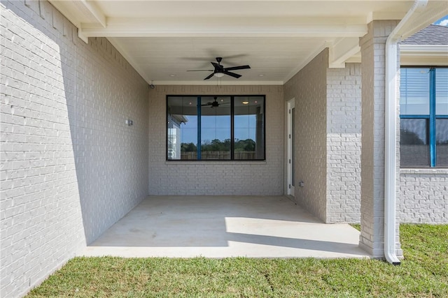 view of patio / terrace featuring ceiling fan