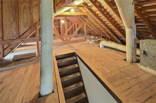 view of unfinished attic